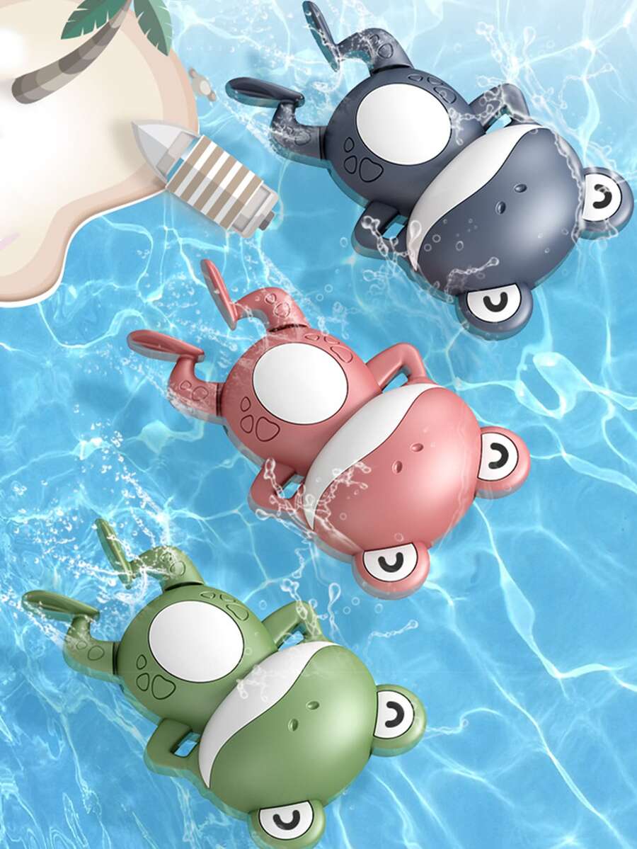 1入組隨機色卡通小青蛙游泳玩具適合夏天浴室洗澡玩