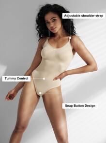 1 bộ áo định hình liền thân không đường may dành cho nữ, kiểu quần lọt khe, áo định hình giúp thon gọn vóc dáng, áo định hình vòng eo, đồ tập eo. - Màu be - Xem 9