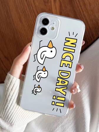 Husă transparentă pentru telefon cu imprimeu Duck Cartoon