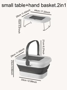 1 Ngoài Trời Gấp Dã Ngoại Rổ Cắm Trại Dụng Cụ Lưu Trữ Bàn Mini 16L Di Động Giỏ Đựng Đồ - Xám - Xem 3