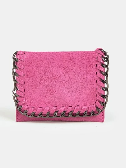 Fashionable Y2k Style Hot Pink Short Simple Coin With Chain Detail Handheld Small Wallet Lightweight Portable Card ID Card White-Collar Workers For Female For Holiday For Anniversary For Birthday Gift Gift Accessories Gift Card Holder Card Holder Wallet Business Card Holder Credit Card Holder Card Holder Women For Women Wallet Mini Wallet Purse Wallet Card Wallet