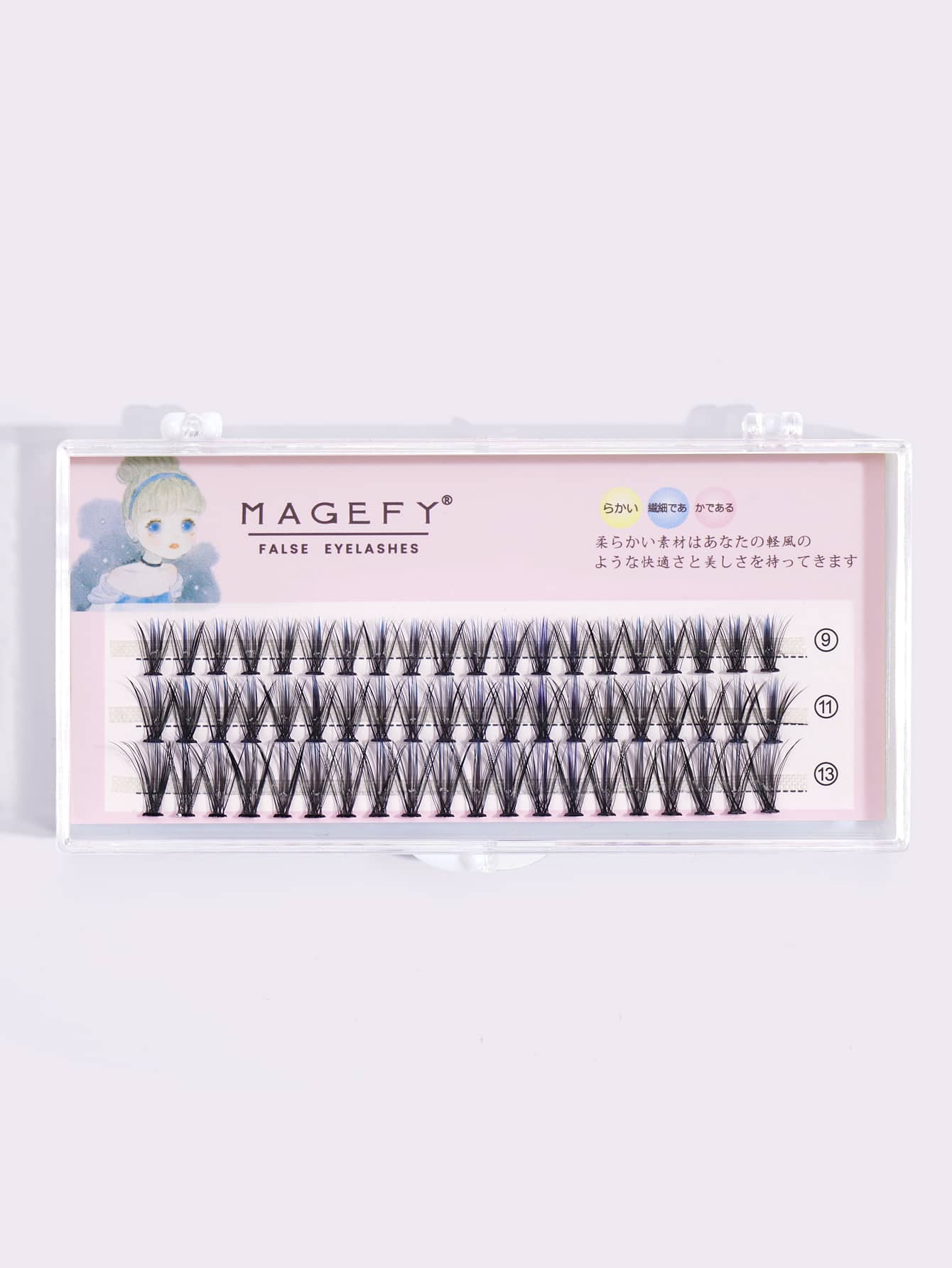 MAANGE 60片仿貂毛假睫毛，长度9-10-13毫米，卷翘设计，手工制作，自然柔软，适合DIY，日常佩戴，卡通风格，旅行必备 - 黑色 - 查看 1