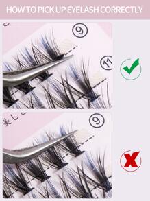 MAANGE 60片仿貂毛假睫毛，长度9-10-13毫米，卷翘设计，手工制作，自然柔软，适合DIY，日常佩戴，卡通风格，旅行必备 - 黑色 - 查看 4