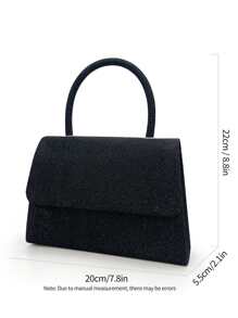 Glitter Bling,Shiny Glamorous,Elegant,Exquisite Small Glitter Flap Square Bag Top Handle For Party Dinner Bag,Evening Bag For Party Girl,Woman,For Female Perfect For Party,Wedding,Prom,Dinner/Banquet,For Best Gift For Women - Black - View 7