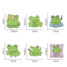 6 chiếc khóa cài khăn quàng cổ hình ếch mắt to dễ thương hoạt hình dành cho nữ, in chữ, phụ kiện túi xách cá nhân hóa sáng tạo. - màu xanh lá - Xem 9
