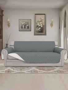 1pc Waterproof Plaid Sofa Cushion Cover For Dogs, Furniture Protector - Grey - View 2