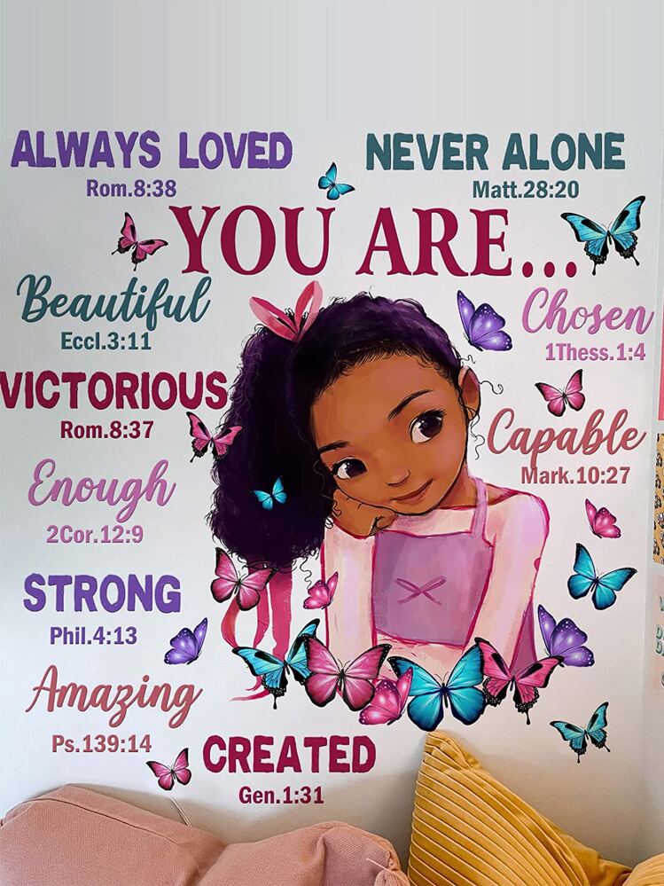 Cartoon Girl Pattern Wall Sticker, Stickers, Wall Decal, Vinyl Decal For Home Decorations, Spring Decoration Items Refresh Your Home, Rama Decoration Stickers Gifts Birthday Graduation - Multicolor - View 2