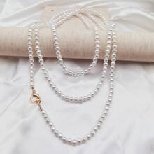 人造珍珠裝飾串珠項鏈 - 白色 - 查看 3