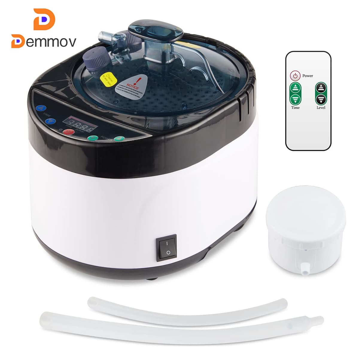 4 Liters Sauna Steamer, Portable Steam Generator with Remote Control, Stainless Steel Pot, Spa Machine with Timer Display for Body Detox (US Plug, Black) - trắng - Xem 1