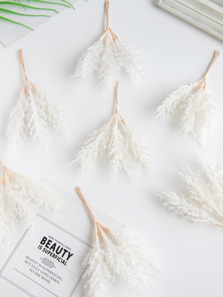 1 Bouquet (6 Heads) Of Artificial Plants, Mini Reed Bouquet, DIY Wreath Material, Bride'S Wrist Flower, Chest Flower, Head Flower Accessories, Wedding Decoration, Home Decoration, Valentine'S Day Gift, New Year Gift, Candy Box Packaging, Birthday Party Cake Decoration Materials, Valentine Day, Gift Gifts Graduation