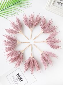 1束（6头）人造植物，迷你芦苇花束，DIY花环材料，新娘腕花，胸花，头饰，婚礼装饰，家居装饰，情人节礼物，新年礼物，糖果盒包装，生日派对蛋糕装饰，毕业礼物 - 中紫紅色 - 查看 5