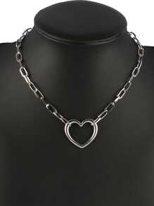 Collares de mujer con colgante de corazón de acero inoxidable, collar con cadena y colgante de corazones punk, joyería tipo gargantilla para el Día de San Valentín