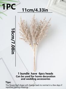 1束（6头）人造植物，迷你芦苇花束，DIY花环材料，新娘腕花，胸花，头饰，婚礼装饰，家居装饰，情人节礼物，新年礼物，糖果盒包装，生日蛋糕装饰（塑料材质，需自行组装，用力拉扯易损坏） - 藕粉色 - 查看 2