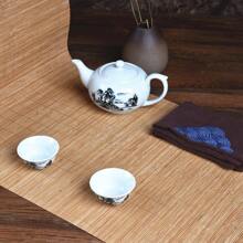 1 pieza Estera tejida de bambú de 40 cm * 1 m para decoración de mesa de té, mejor regalo - Café integral - Ver 6