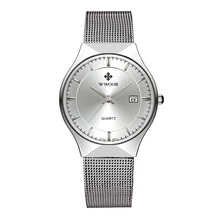 1 pièce Pour Homme Argent Montre À Quartz Avec Calendrier Fonction - Argent - Voir 1