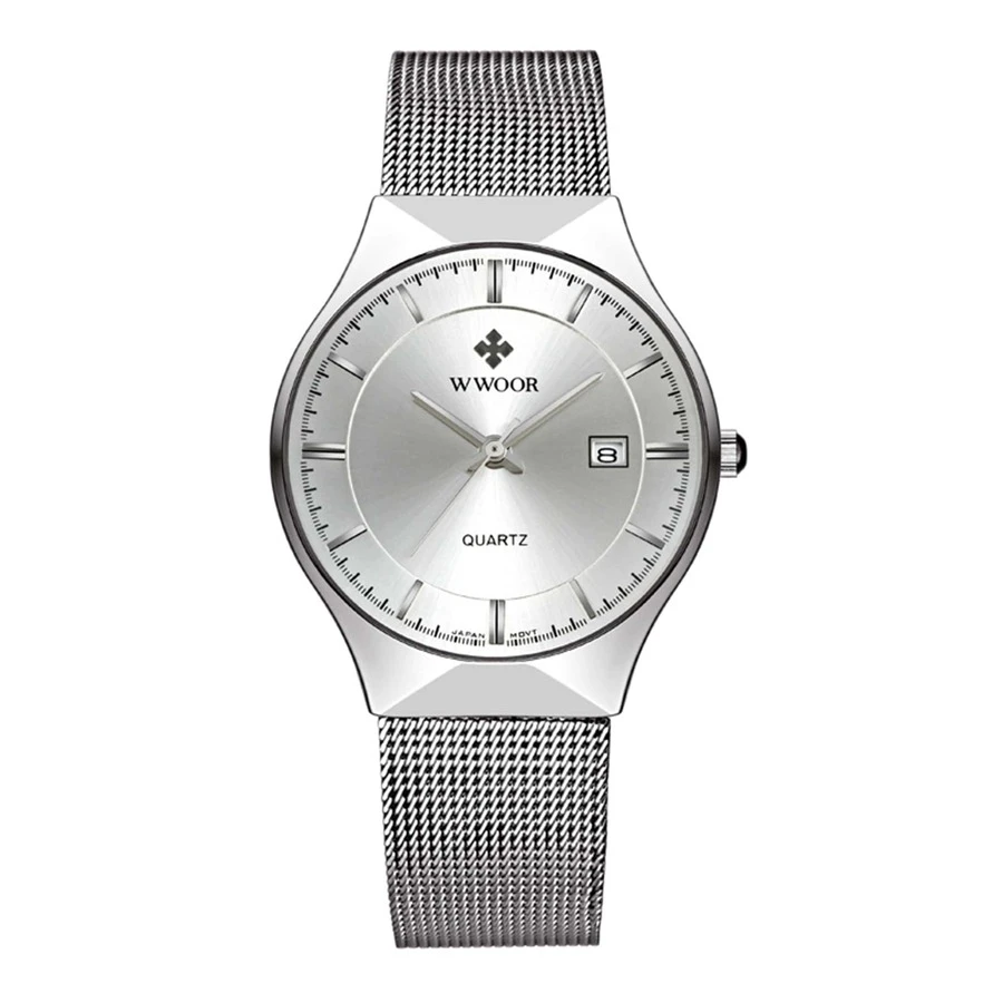 1 pièce Pour Homme Argent Montre À Quartz Avec Calendrier Fonction - Argent - Voir 1
