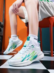 Anti-Slip And Wear-Resistant Couple Breathable Sports Shoes, Night Glowing Pattern With Front Strap, Running Shoes - Green - View 9