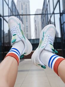 Anti-Slip And Wear-Resistant Couple Breathable Sports Shoes, Night Glowing Pattern With Front Strap, Running Shoes - Green - View 8