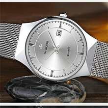 1 pièce Pour Homme Argent Montre À Quartz Avec Calendrier Fonction - Argent - Voir 5