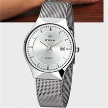 1 pièce Pour Homme Argent Montre À Quartz Avec Calendrier Fonction - Argent - Voir 2
