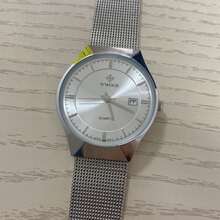 1 pièce Pour Homme Argent Montre À Quartz Avec Calendrier Fonction - Argent - Voir 4