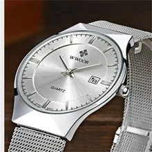 1 pièce Pour Homme Argent Montre À Quartz Avec Calendrier Fonction - Argent - Voir 3