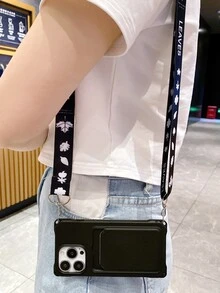 Funda de móvil unicolor con con ranura de tarjeta & Acollador - Negro - Ver 5