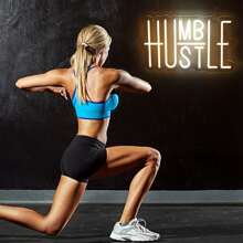 Hustle/Humble LED Neon Sign Neon Light,15.75''X9.84'' Modern Slogan Design For Home Room Office Wall Decor (Yellow&White Light ) - 黃色 - 查看 8