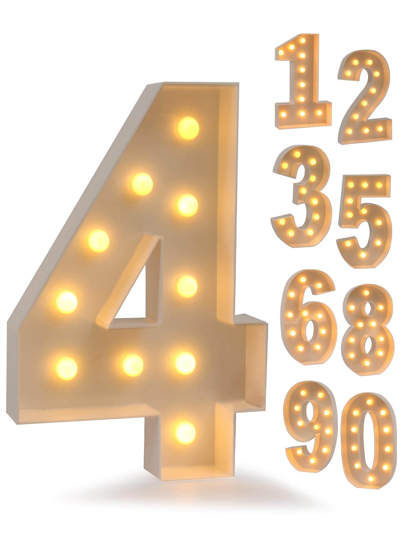 1pc DIY Number Box & Light String, Birthday Party Decoration Number Of Lighting Modeling Box - trắng - Xem 1