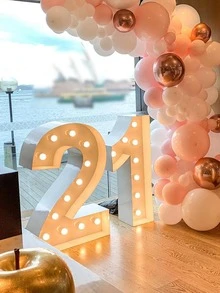 1pc DIY Number Box & Light String, Birthday Party Decoration Number Of Lighting Modeling Box - trắng - Xem 2