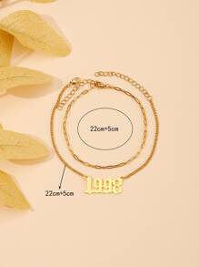 2 Miếng Tối giản hiện đại Phong cách Số Thời gian Khóa vuông vòng chân Đối với Của phụ nữ Cuộc sống hàng ngày - Vàng - Xem 4