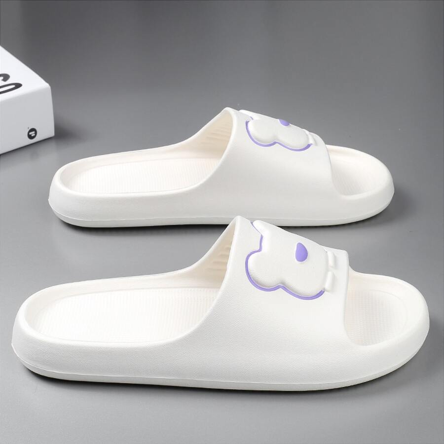 Dép đi trong nhà thời trang theo mùa cho nam, dép đi trong nhà, mềm mại, chống trượt, in hình gấu hoạt hình cho cặp đôi đi trong nhà - trắng - Xem 1
