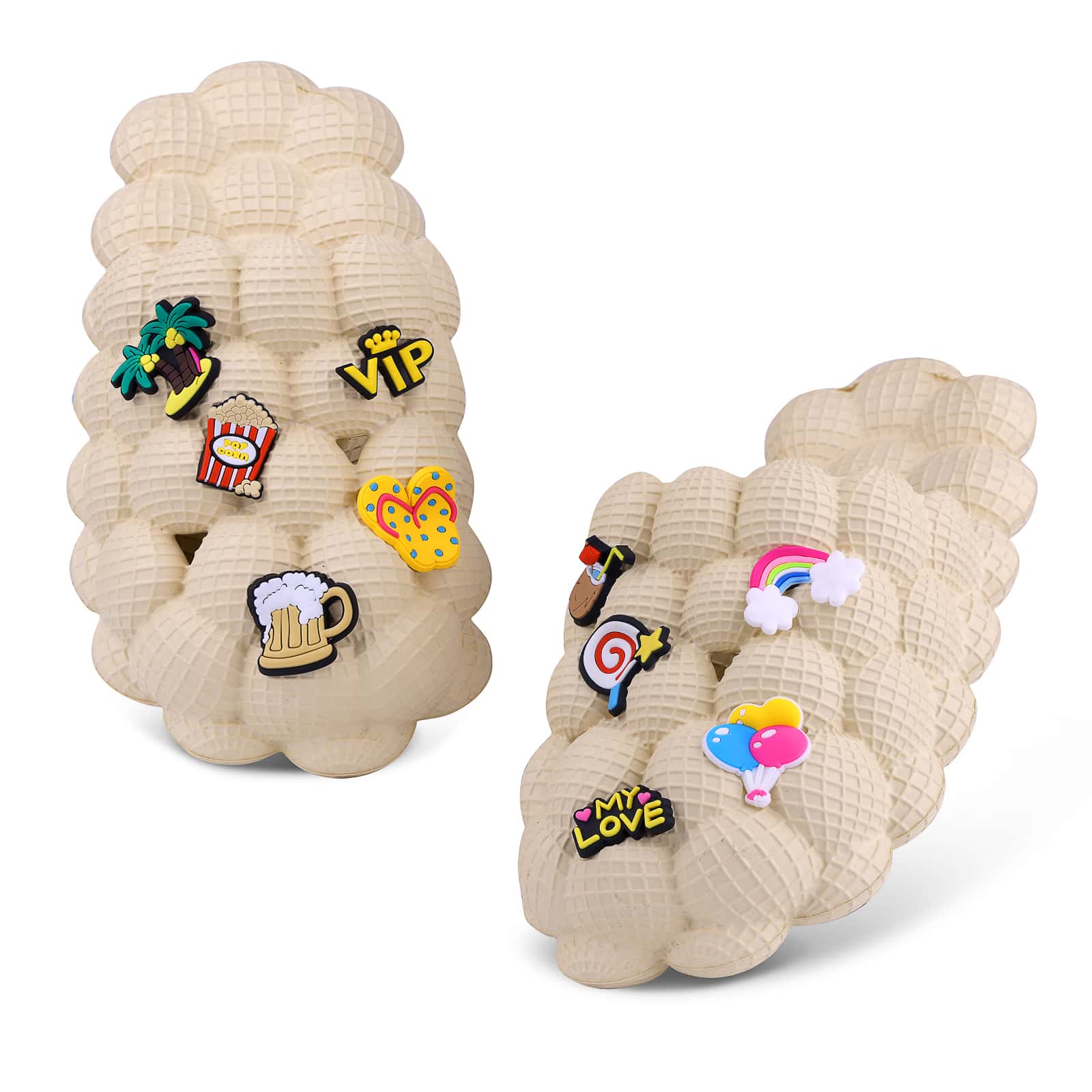Bubble Slides for Kids Golf Ball Slides Boys Girls Funny Lychee Bubble Slipper Non-Slip Kids Beach Pool Bedroom Slippers Sandals - 米色 - 查看 1