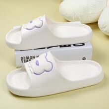 Dép đi trong nhà thời trang theo mùa cho nam, dép đi trong nhà, mềm mại, chống trượt, in hình gấu hoạt hình cho cặp đôi đi trong nhà - trắng - Xem 4