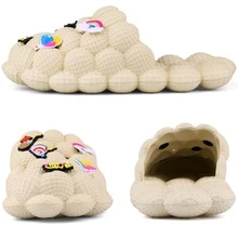 Bubble Slides for Kids Golf Ball Slides Boys Girls Funny Lychee Bubble Slipper Non-Slip Kids Beach Pool Bedroom Slippers Sandals - 米色 - 查看 8