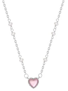 1入精美貝母裝飾心形925純銀吊墜項鍊,適合作為女士禮物