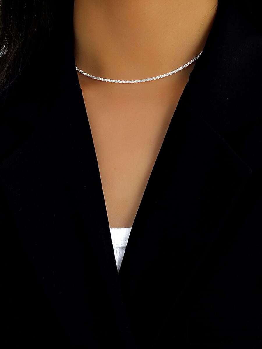 1入時尚休閒精美閃亮優雅派對節日禮物婚禮女士女孩項鍊頸圈 - 銀色 - 查看 1