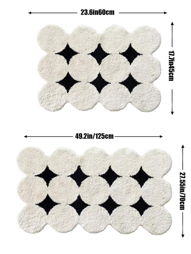 1 tấm thảm phòng tắm hình ngôi sao đa giác mềm mại kích thước 45X60cm (17,7X23,6 inch), thảm trải sàn phòng ngủ, phòng khách, nhà bếp, cửa ra vào, thảm chống trượt, thấm hút tối giản màu đen và trắng dùng cho phòng tắm/cửa ra vào - Đen và trắng - Xem 8