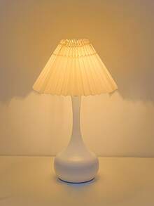poliéster Lámpara de escritorio , moderno beige con diseño de fruncido lámpara de mesita para casa Decoración - Beis - Ver 1