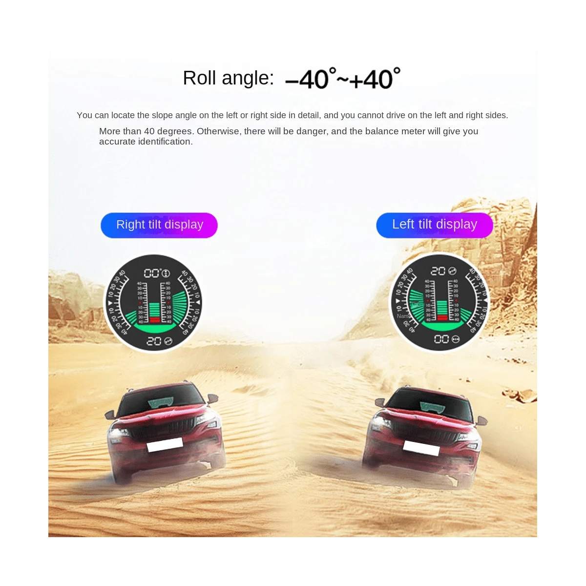 X94 Car HUD Digital Inclinometer Clinometer 4X4GPS Off-Road Auto Pitch Roll Angle Smart Head Up Display Slope Meter - Black - View 1