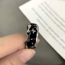 VKHK Creative Punk Black Oil Drip Stars Asymmetric Ring For Women Fashion Jewelry - black dripping oil - View 2