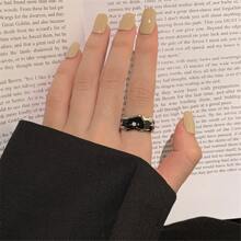 VKHK Creative Punk Black Oil Drip Stars Asymmetric Ring For Women Fashion Jewelry - black dripping oil - View 1