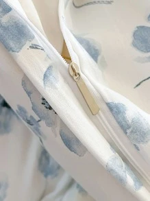4pcs/Set Countryside Style Double Layer Gauze Floral Printed Bedding Set With Ditsy Flower Pattern - Apricot - View 6