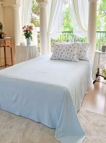 4pcs/Set Countryside Style Double Layer Gauze Floral Printed Bedding Set With Ditsy Flower Pattern - Apricot - View 7