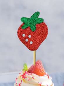 12 chiếc Fruit Strawberry Design Paper Cake Topper Cho Chủ Đề Mùa Hè Tắm Cho Bé, Trang Trí Tiệc Sinh Nhật - Nhiều màu - Xem 3