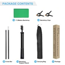 Puluz PULUZ Kit de support en forme de T pour fond de studio photo 1x2m avec clips (vert)
