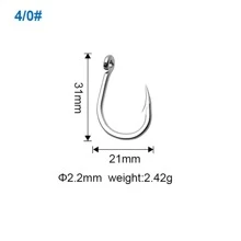 10入組大鯊魚鉤,不銹鋼鉤適用於和垂釣,深的大海釣魚配件 - 灰色 - 查看 4