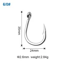 10入組大鯊魚鉤,不銹鋼鉤適用於和垂釣,深的大海釣魚配件 - 灰色 - 查看 6