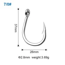 10入組大鯊魚鉤,不銹鋼鉤適用於和垂釣,深的大海釣魚配件 - 灰色 - 查看 7