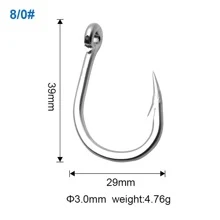 10入組大鯊魚鉤,不銹鋼鉤適用於和垂釣,深的大海釣魚配件 - 灰色 - 查看 8